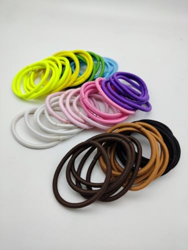 Non-Metal Elastic Hair Ties 50-Pack Multicolor Assortment