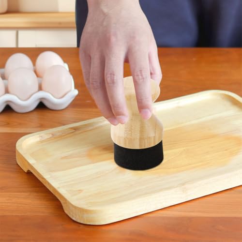 Cutting Board Oil Applicator and Scrub Brush Set - 2pc Bamboo Kitchen Kit