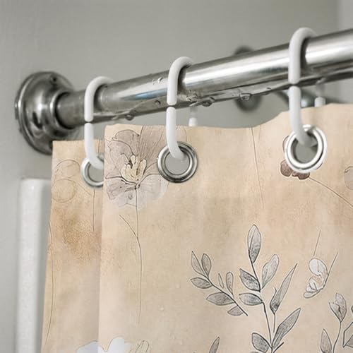 Watercolor Floral Shower Curtain - Pastel Blue & Yellow Design, 72x72