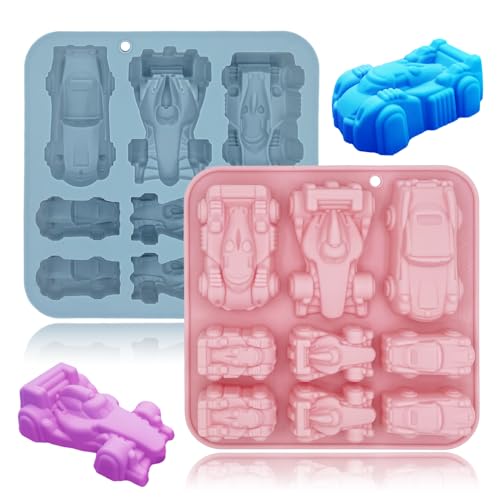 Racing Car Molds - 2 Pack 3D Silicone Baking Molds for Kids