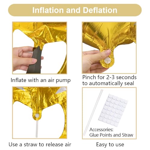 4-Piece Champagne Bottle and Glass Foil Balloon Set for Weddings