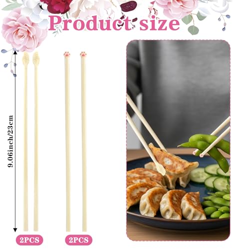 Novelty Tiny Hand & Cat Paw Chopsticks Set, 4 Pairs Non-Slip Plastic
