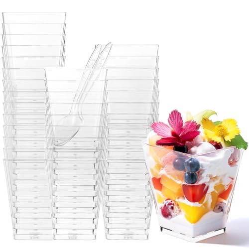 Legredic 30 Pack 5 oz Plastic Dessert Cups with Spoons | Clear Party Serving Cups