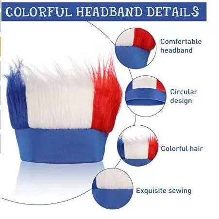 Patriotic Red White Blue Fuzzy Headband for July 4th