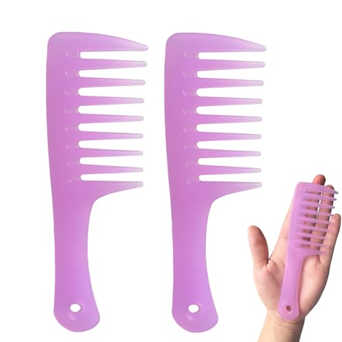 Denlydom Mini Wide Tooth Pocket Comb - Clear Purple Travel Hair Detangler