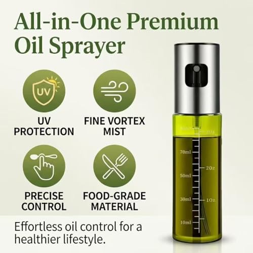 Oil Sprayer for Cooking - 100ml Food Grade Glass Mister with Adjustable Nozzle