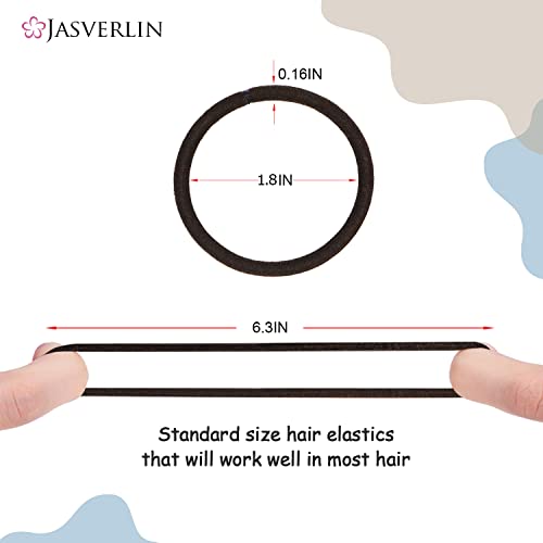 JASVERLIN Dark Brown Hair Elastics 50-Pack No Damage Ponytail Holders