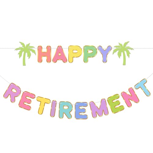 Pre-Strung Happy Retirement Banner - Colorful Hawaiian Decor