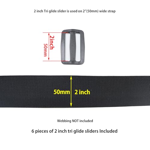Plastic Tri Glide Slide Buckles - Adjustable Webbing Strap Clips