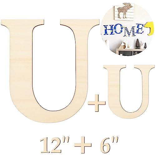 Unfinished Wooden Letters Set - 12" & 6" Craft Decor (U)