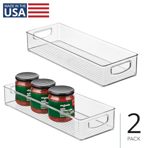 iDesign Slim Extra Long Clear Storage Bin, Stackable Pantry Organizer, 2-Pack
