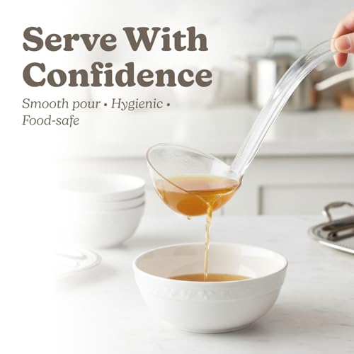 Disposable Clear Plastic Ladle Set - Sturdy Soup Serving Tool