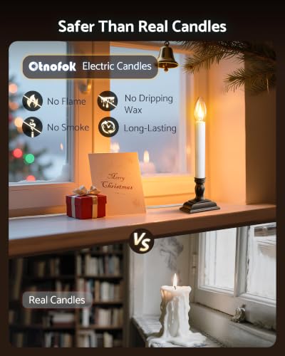 Electric Window Candles with Switch - 9.6 Inch LED Sconce Light - Black