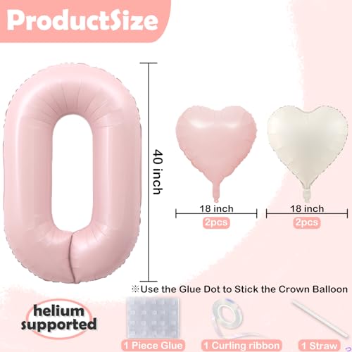 40 Inch Dusty Pink Number 1 Balloon for Girls' Birthday Party