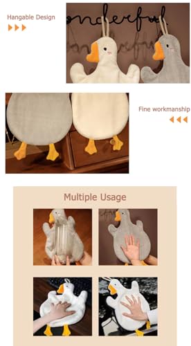 Cute Goose Hand Towels Set of 2 - Ultra-Soft Microfiber Coral Fleece
