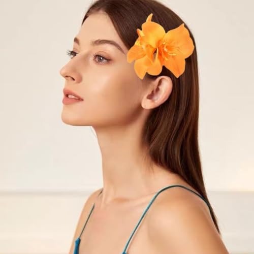 5Pcs Hawaiian Lily Flower Hair Clip Set Bohemian Floral Barrettes