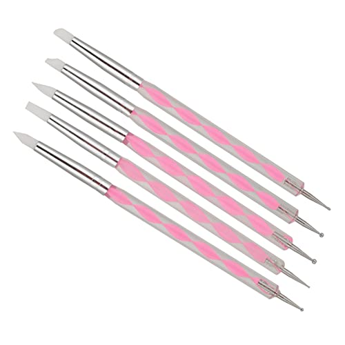 Dioche 5pcs Dual Ended Nail Art Dotting Pen Set with Acrylic Handles