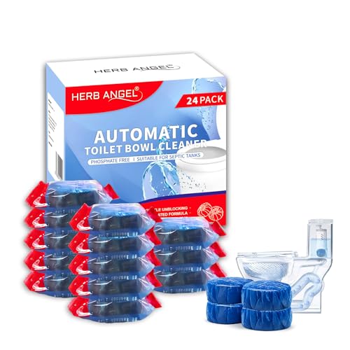 HERB ANGEL Automatic Toilet Bowl Cleaner Tablets, 24 Pack Blue Tank Cleaners