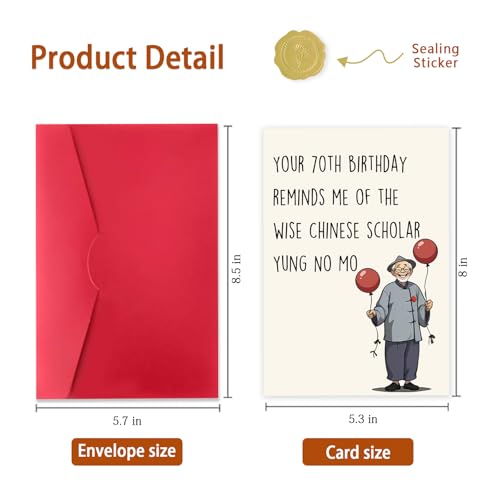 Funny 70th Birthday Card with Envelope for Men & Women