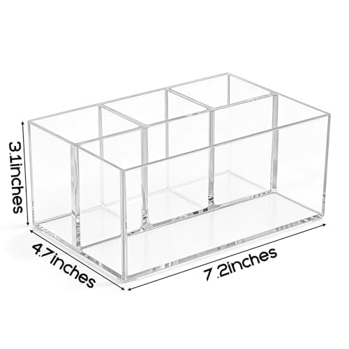 Vowcarol Clear Makeup Brush Organizer with 4 Slots for Vanity & Cosmetics