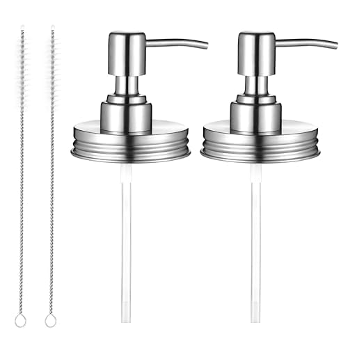 Mason Jar Soap Dispenser Lids - 2 Pack Stainless Steel Pumps