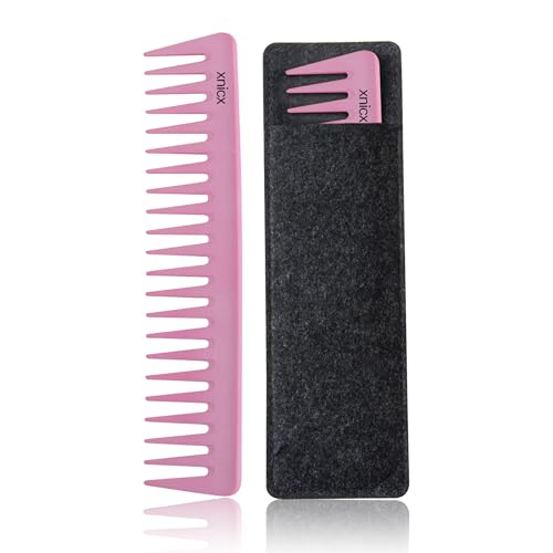 xnicx Carbon Pink Wide Tooth Detangling Comb for Curly Wet Hair
