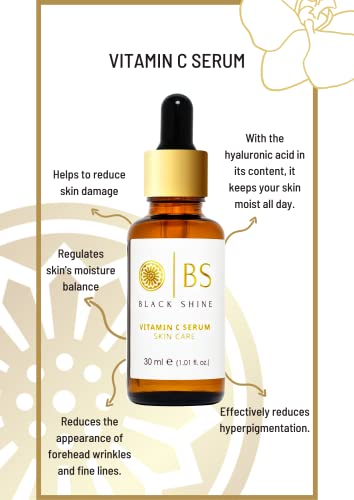 Black Shine Vitamin C Serum with Hyaluronic Acid Brightening Face Serum