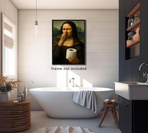 Mona Lisa Bathroom Wall Art - Humorous 8x10 Unframed Decor