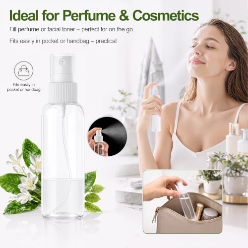 DreiWasser 5-Pack 3.4oz Clear Plastic Spray Bottles for Travel and Essential Oils