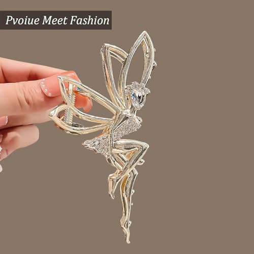 Gold Elf Hair Claw Clip Metal Rhinestone Fairy Hair Barrettes