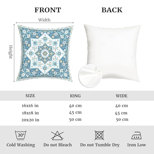 Joymaison Blue Mandala Velvet Throw Pillow Covers Set of 4 - 18x18 Inches