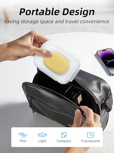 Leakproof Silicone Travel Soap Case with Transparent Lid - 4.7x3in