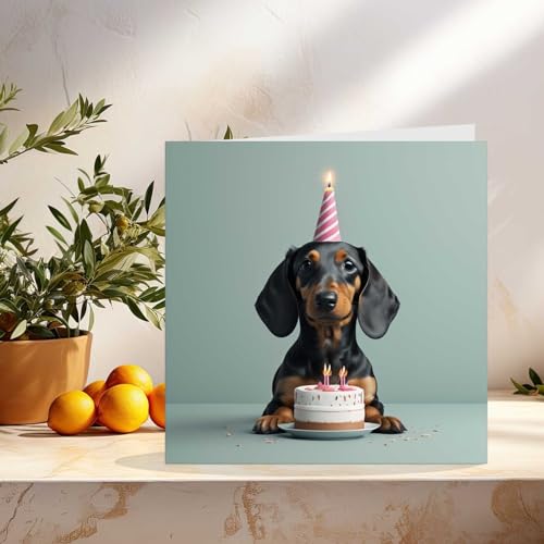 Funny Dachshund Birthday Card - Premium Quality 145mm x 145mm