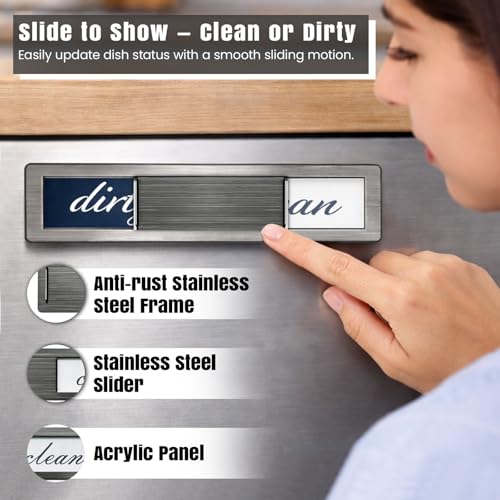 Azurise Dishwasher Clean Dirty Magnet - Black Stainless Steel Sign