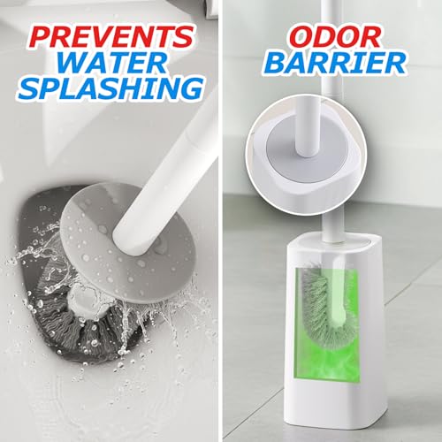 FORASTO Toilet Bowl Brush and Holder Set - Splash Proof & Space Efficient