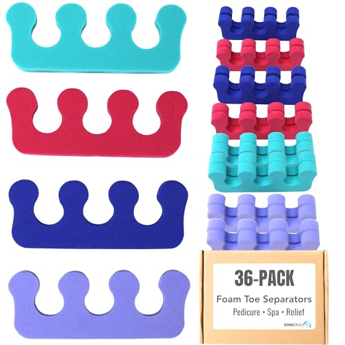 Iconikal Pedicure Foam Toe Separators 36-Pack Soft Spacers