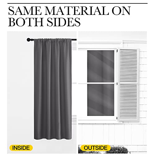 NICETOWN Blackout Curtains - 62x72 Inch Rod Pocket Drapes, Grey (2 Panels)