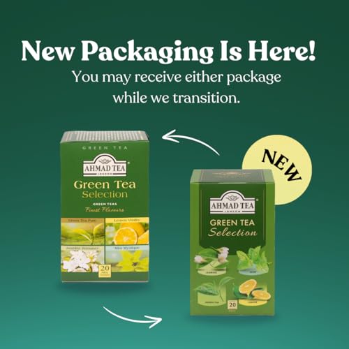 Ahmad Tea Green Tea Selection Variety Pack - 20 Tagged Tea Bags