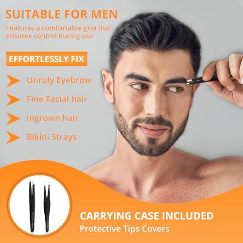 CHECO THE BARBER 2-Piece Stainless Steel Tweezer Set - Slant & Pointed