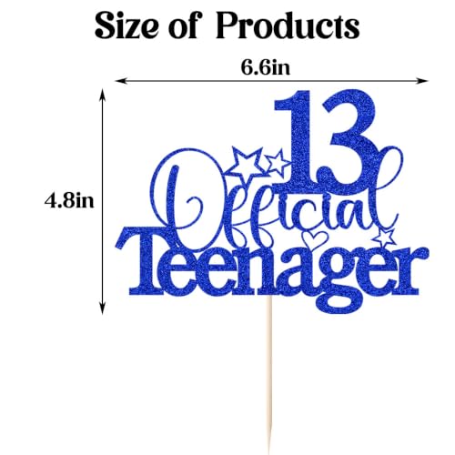 13 Official Teenager Cake Topper Dark Blue 13th Birthday Party Decor