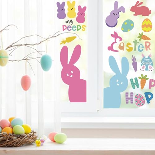 Easter Window Clings - 9 Sheets Bunny & Egg Stickers for Decor