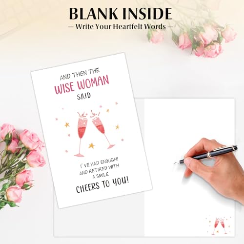 Funny Retirement Card for Women - Pink Champagne Design