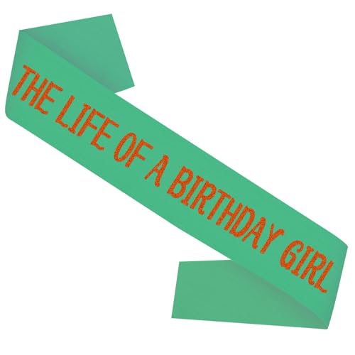 The Life of a Birthday Girl Sash - Green Showgirl Era Design, 63"