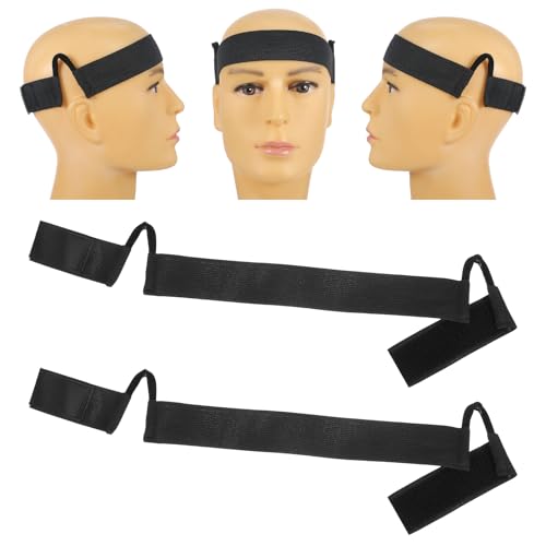 Ouligay 2-Pack Black Lace Wig Bands with Ear Cut Outs, Adjustable Melting Bands