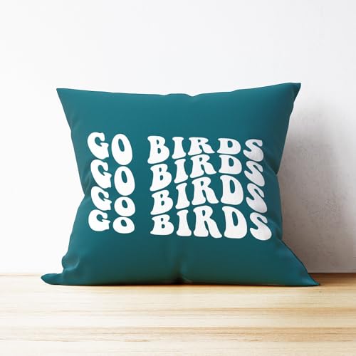 Go Birds Football Pillow Cover - Dark Green 18x18 Throw Pillow