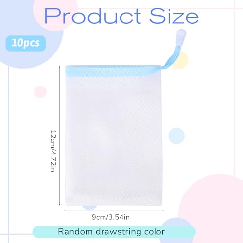 Styquenzer 10 Pack Exfoliating Mesh Soap Pouches - Soft Soap Saver Bags with Drawstring for Bath and Shower