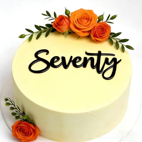 Elegant Black Acrylic 70th Birthday Cake Topper - Seventy Design