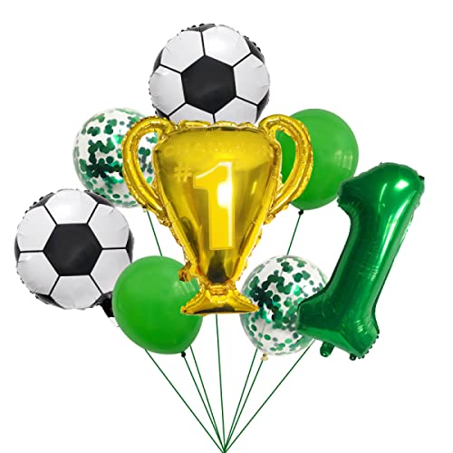 1st Birthday Soccer Balloon Set - Green Football Decorations