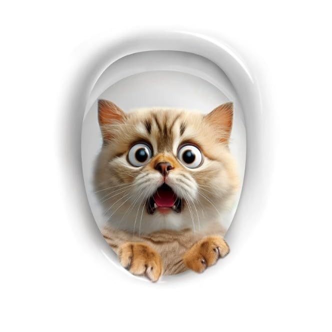 Galepromot 3D Kitten Toilet Lid Sticker - Waterproof Bathroom Decor