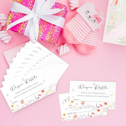 QISOLIY Clear Wildflower Diaper Raffle Tickets & Box Set